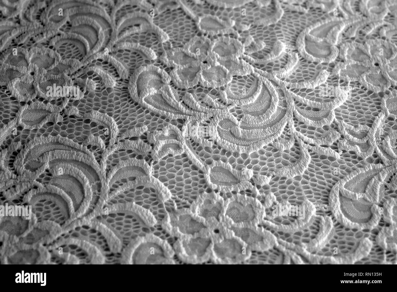 Un joli fond de dentelle noir et blanc. Banque D'Images
