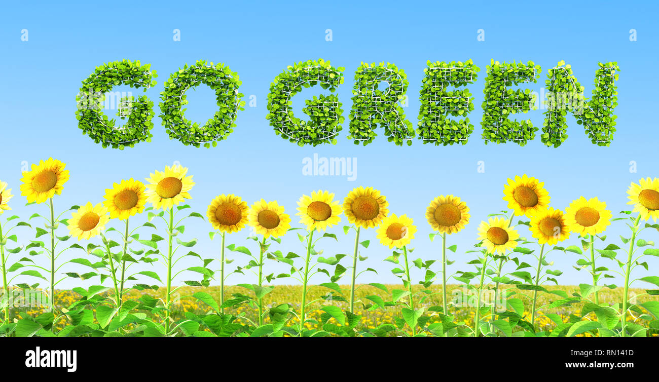 Go Green ecology concept 3D illustration Banque D'Images