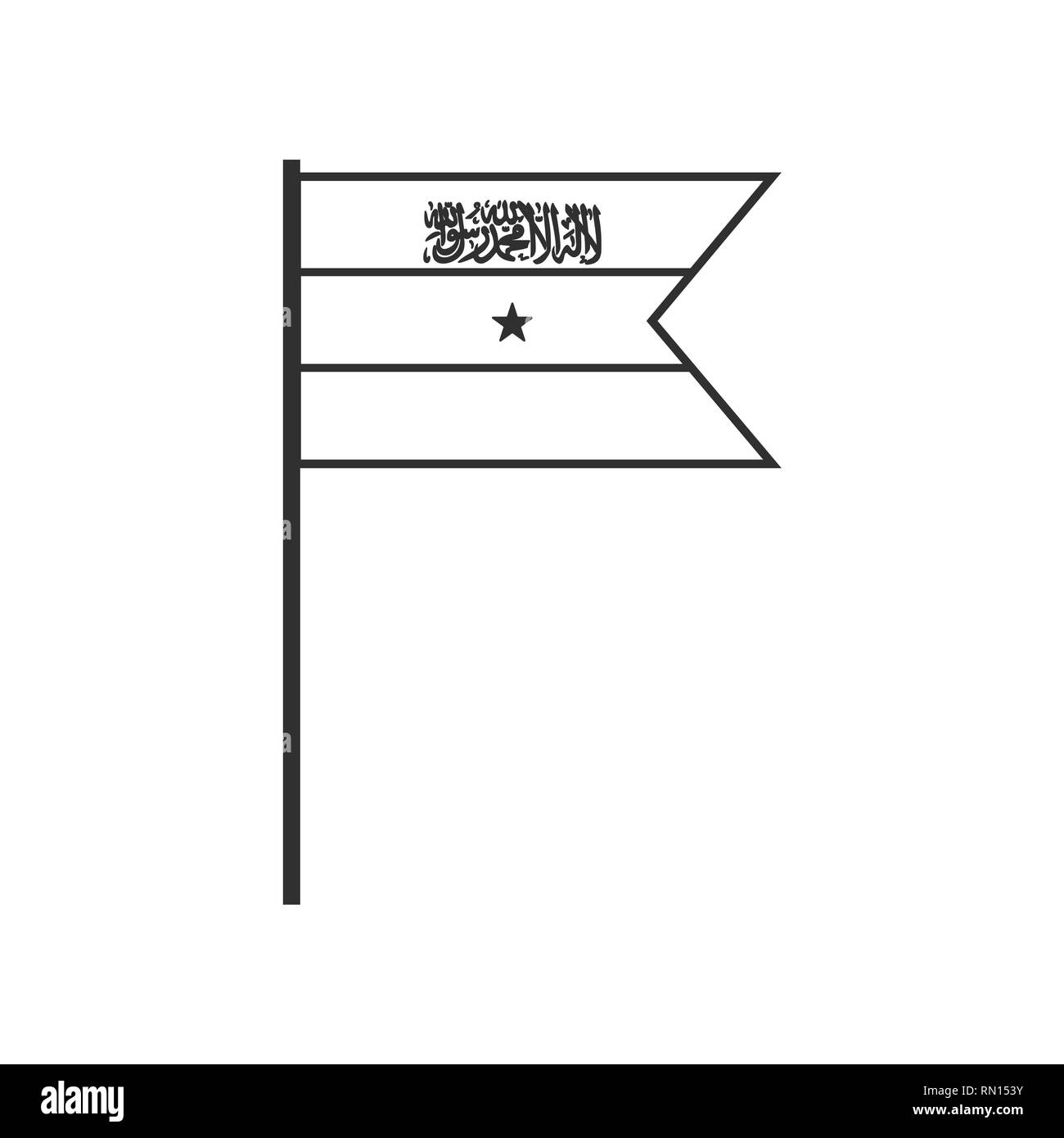L'icône du drapeau du Somaliland en contour noir modèle plat. Date de l'indépendance ou de la fête nationale. Illustration de Vecteur