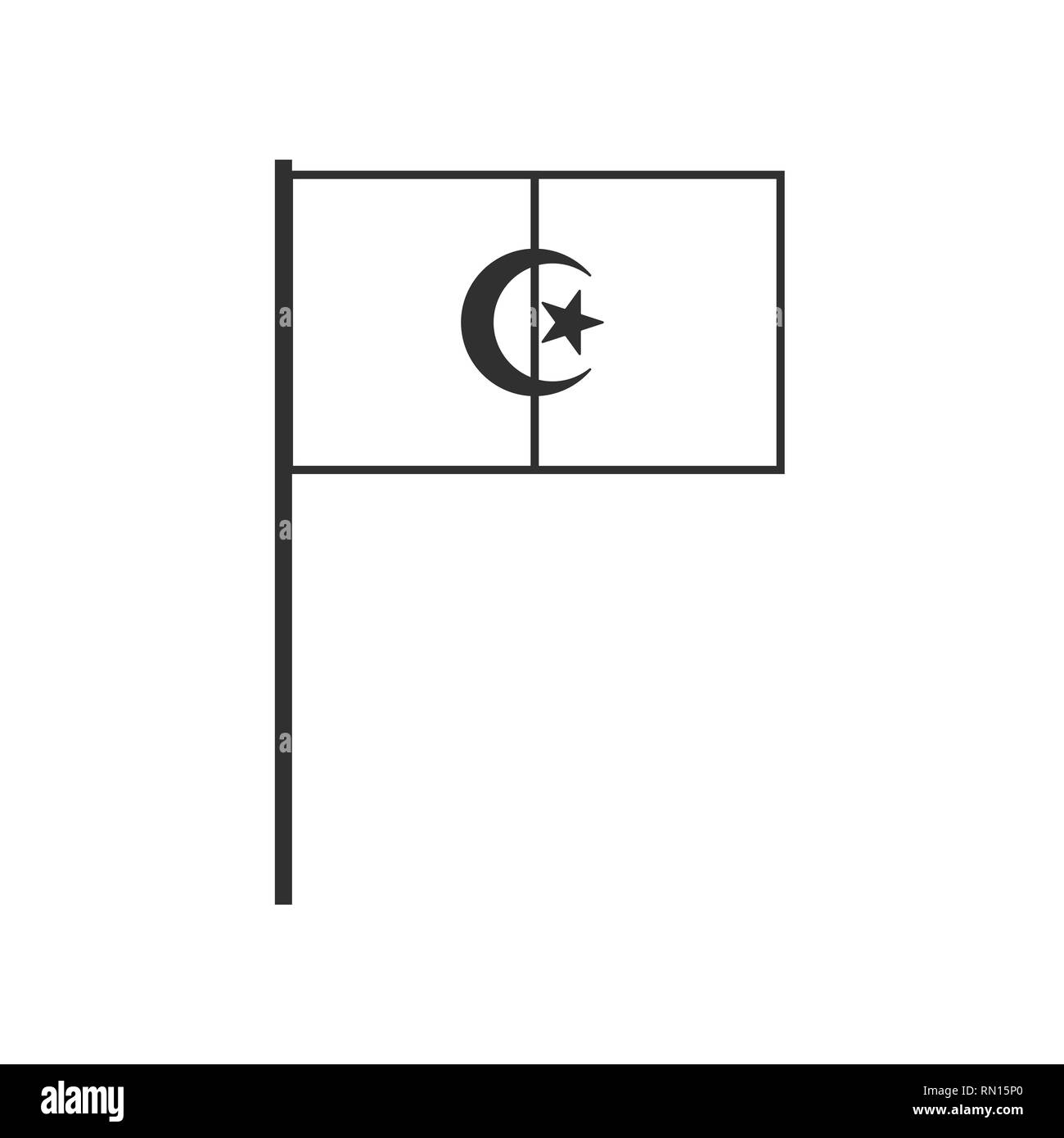 L'icône du drapeau de l'Algérie contour noir modèle plat. Date de l'indépendance ou de la fête nationale. Illustration de Vecteur