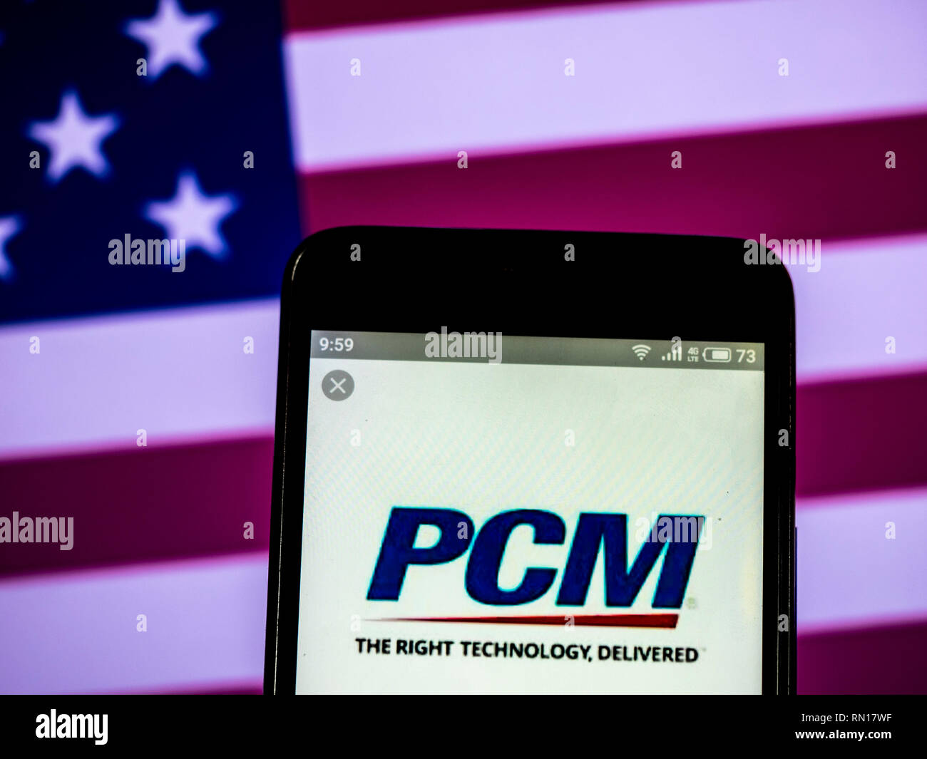 PCM, Inc. Le logo de l'entreprise de marketing direct vu affichée sur smart phone Banque D'Images PCM, Inc. Le logo de l'entreprise de marketing direct vu affichée sur smart phone Banque D'Images