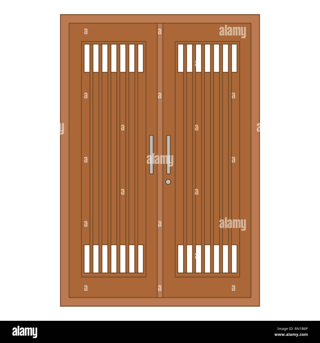 Vector illustration de porte en bois avec un design classique Banque D'Images