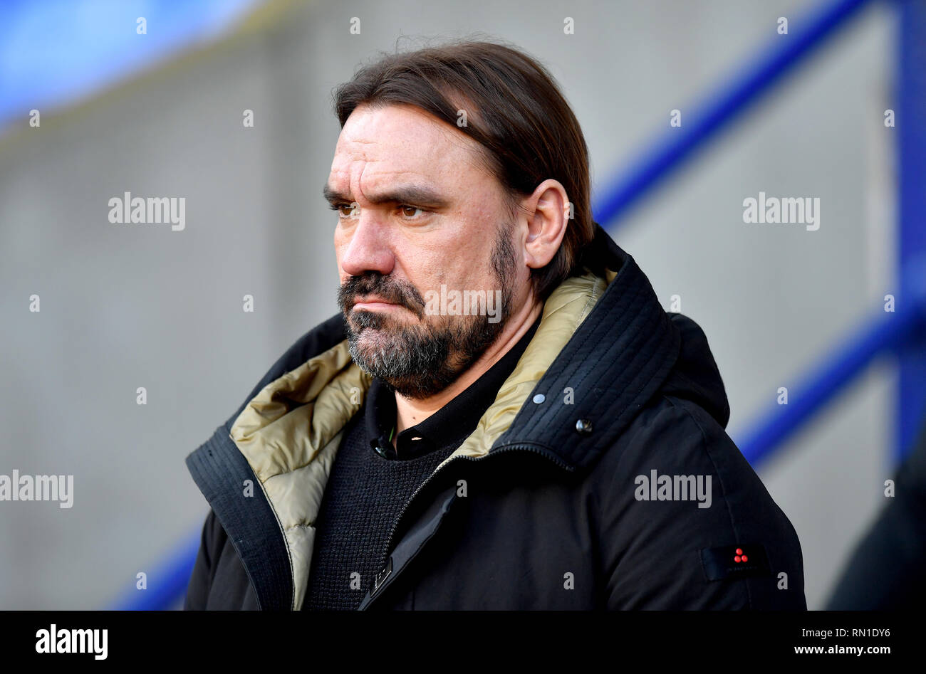 Norwich City manager Daniel Farke pendant le match de championnat Sky Bet à l'Université de Bolton Stadium. Banque D'Images