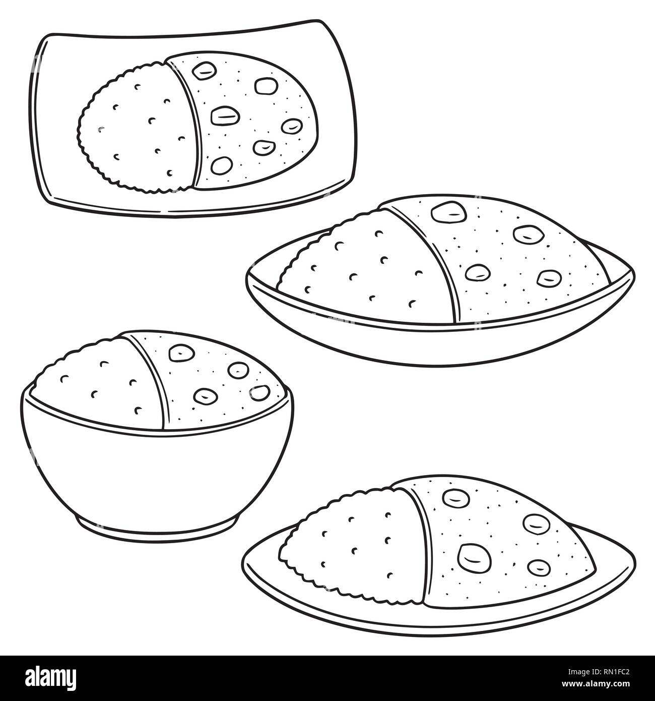 Vector set de riz au curry Illustration de Vecteur