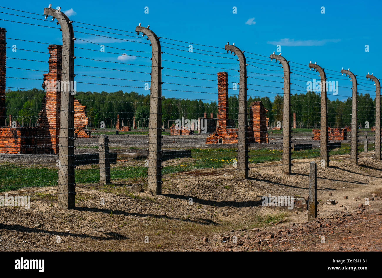 Détruit à l'intérieur des baraquements Auschwitz - Birkenau camp de concentration près de Cracovie, Pologne Banque D'Images