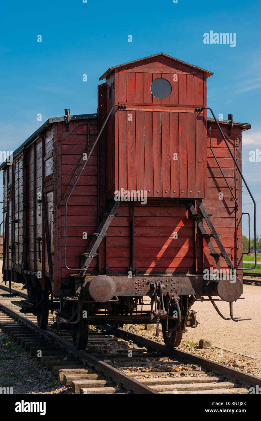 À l'intérieur Wagon Auschwitz - Birkenau camp de concentration près de Cracovie, Pologne Banque D'Images