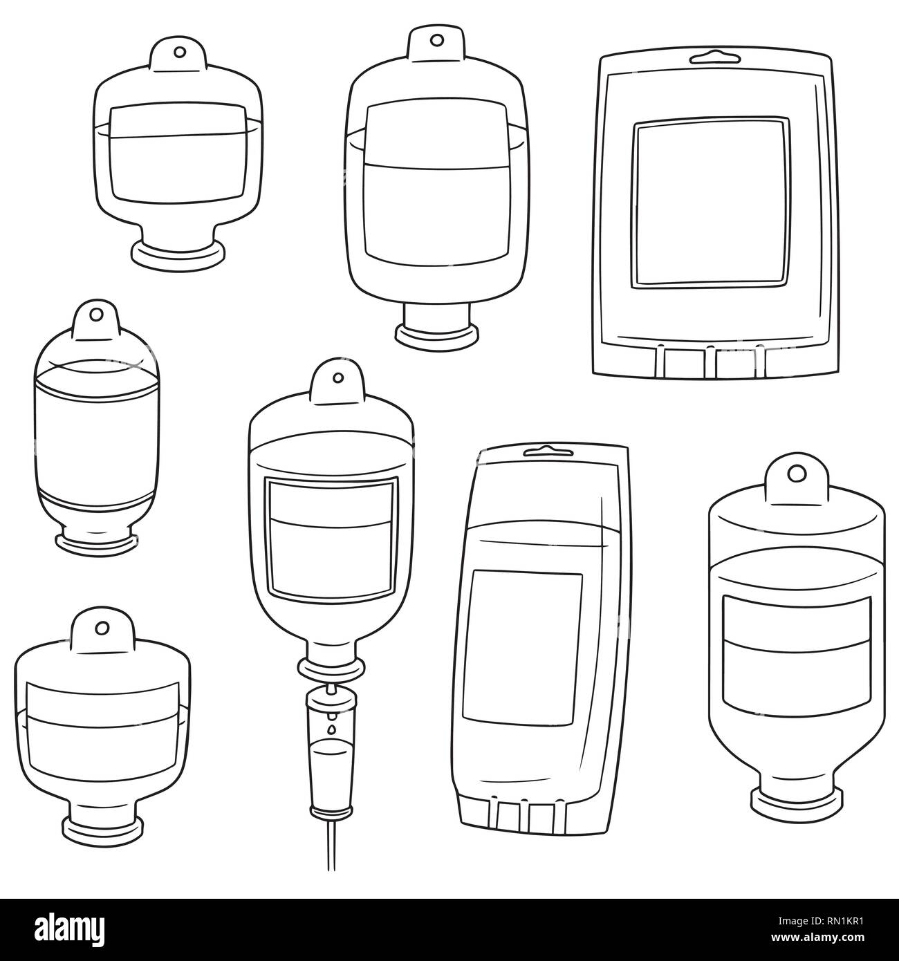 Vector set de solution saline médicale Illustration de Vecteur