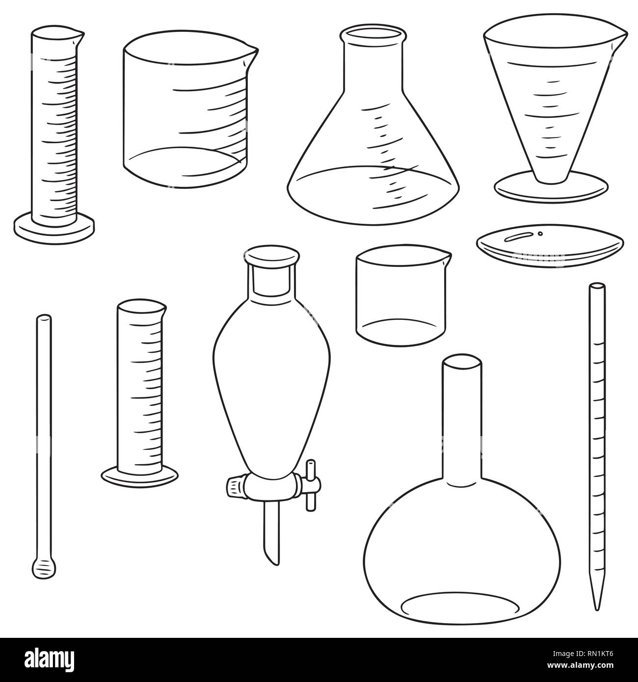 Vector set de verrerie de laboratoire Illustration de Vecteur