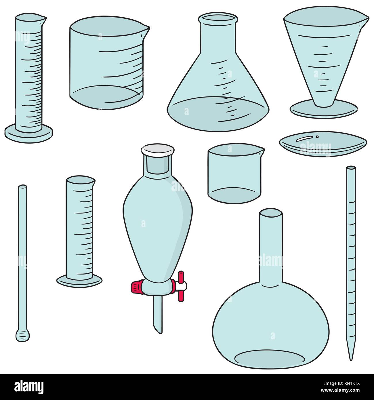 Vector set de verrerie de laboratoire Illustration de Vecteur
