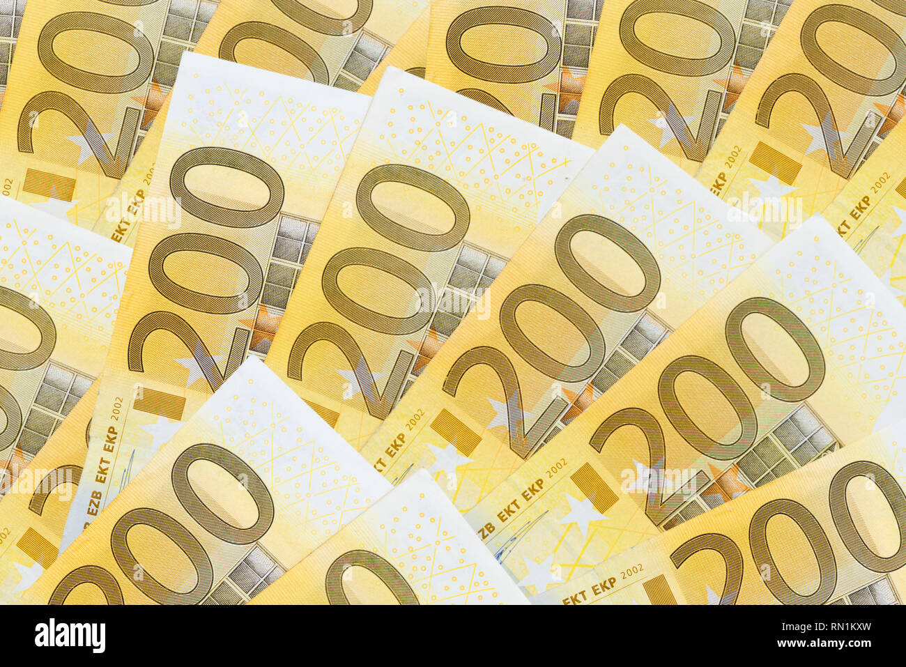 Deux eurosbanknotes plusieurs centaines Banque D'Images