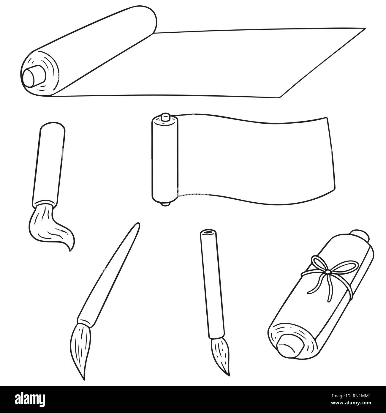 Vector set de pinceau et de défilement Illustration de Vecteur