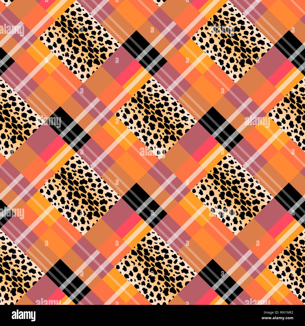 Scottish Tartan grunge modèle transparent leopard spots. Avec Leopard tartan style. eps 10. Illustration de Vecteur