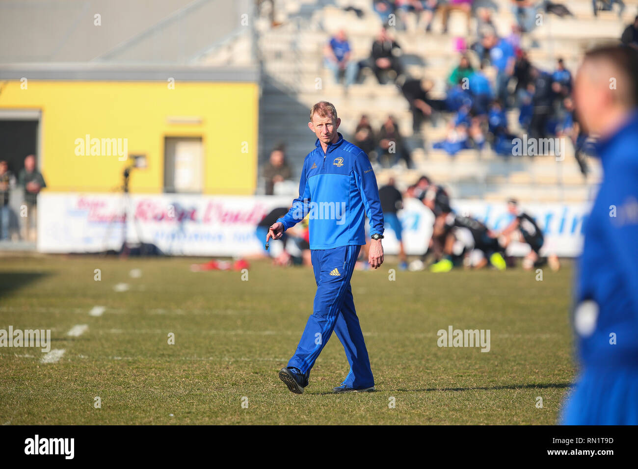 Viadana, Italie. 16 Février, 2019. L'entraîneur-chef du Leinster Leo Cullen avant le match contre Zebre Rugby Club en PRO14 2018 Guinness 2019©Massimiliano Carnabuci/Alamy live news Crédit : Massimiliano Carnabuci/Alamy Live News Banque D'Images