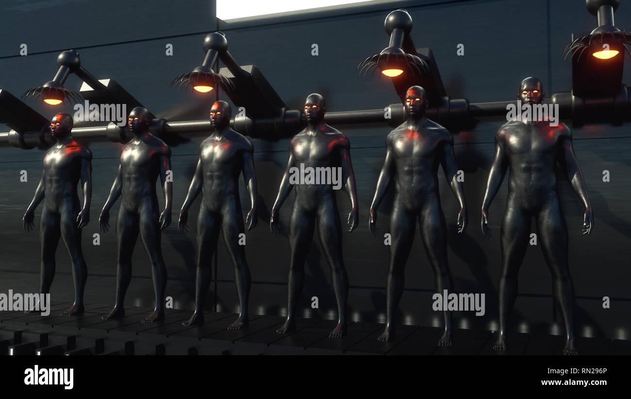 3D render. Silhouettes humanoïdes clonage Banque D'Images
