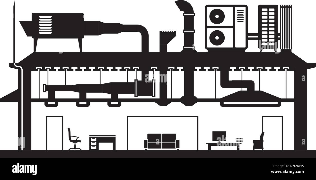 Système central de climatisation pour le bâtiment - vector illustration Illustration de Vecteur
