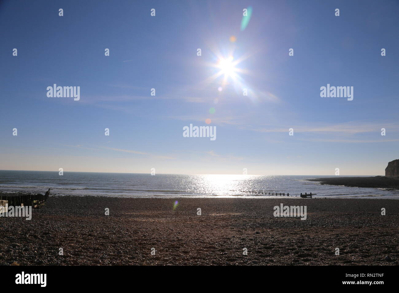 Soleil sur mer à Cuckmere valley Banque D'Images