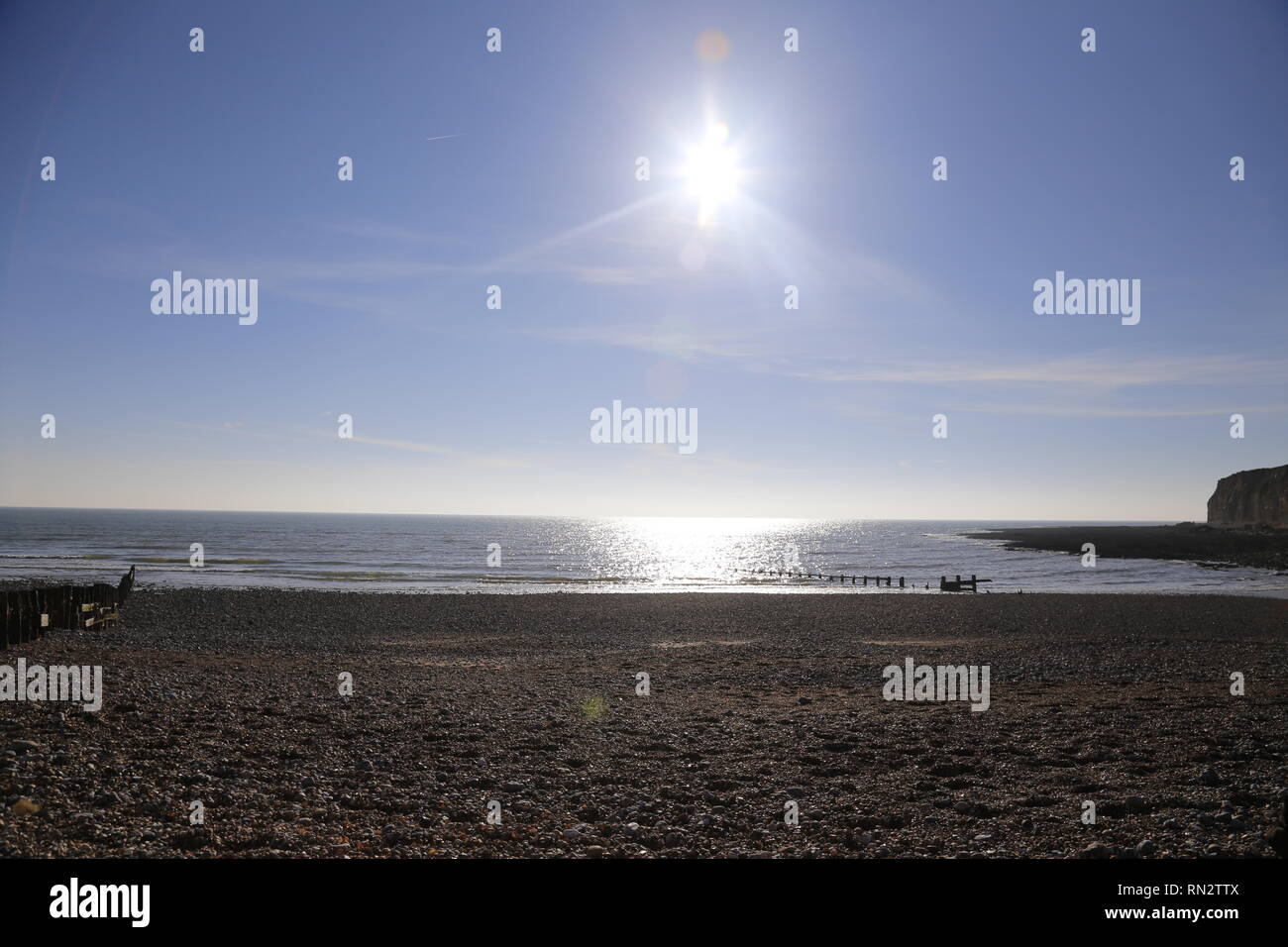 Soleil sur mer à Cuckmere valley Banque D'Images