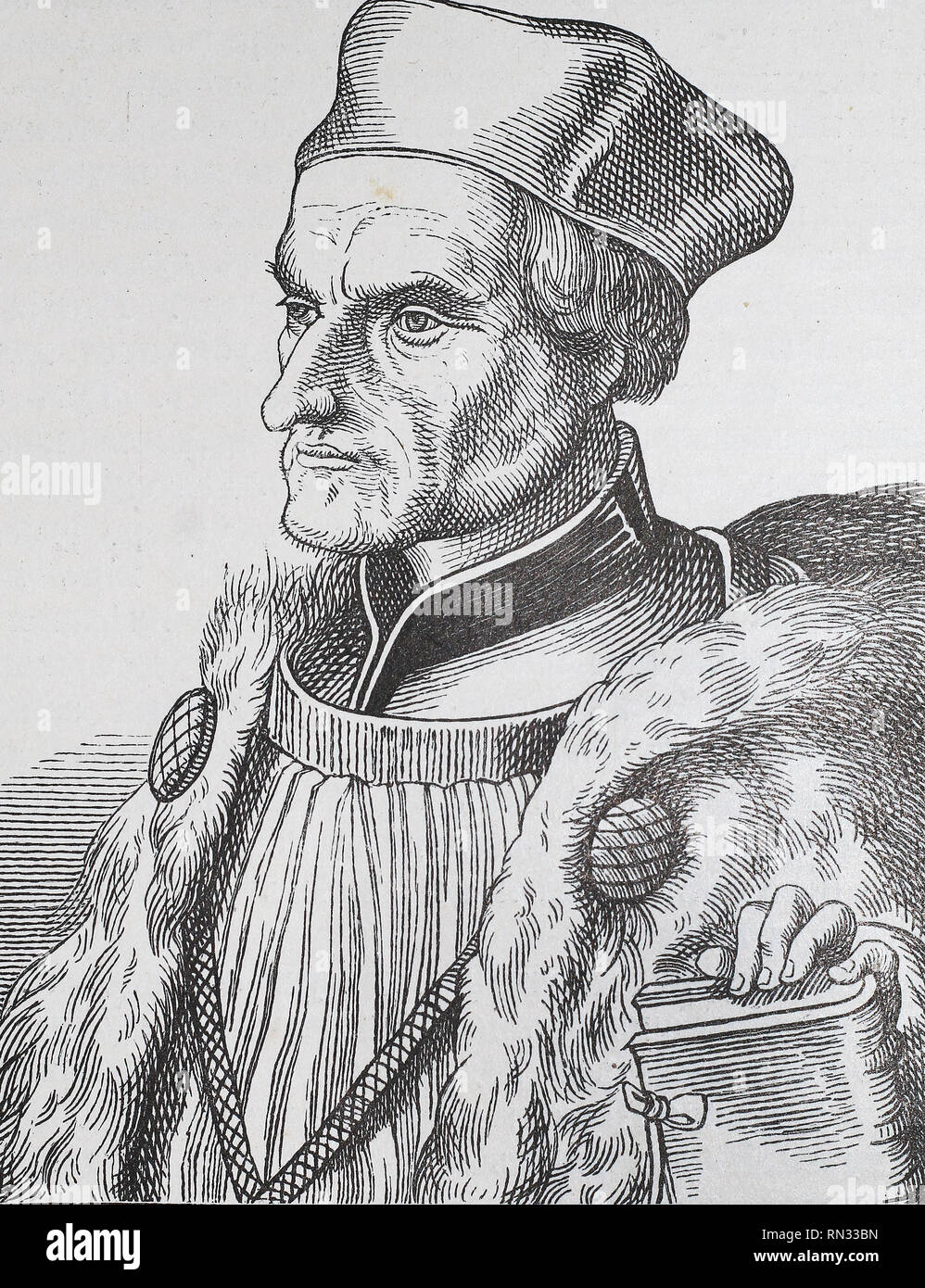 Portrait de Johann Geiler von Kaysersberg. Gravure médiévale. Banque D'Images