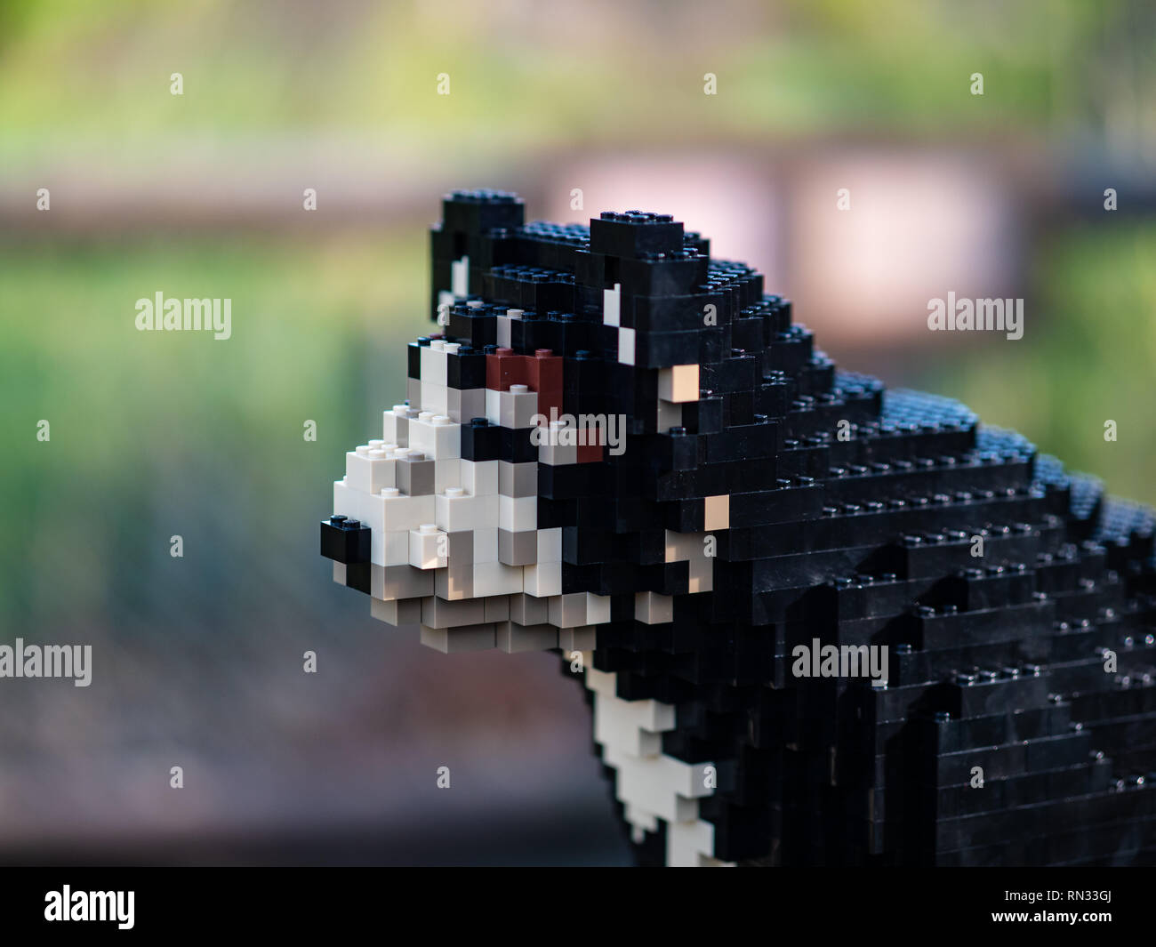 Modèle d'ours andin, une partie de la brique Lego au sentier le Zoo de Chester Banque D'Images