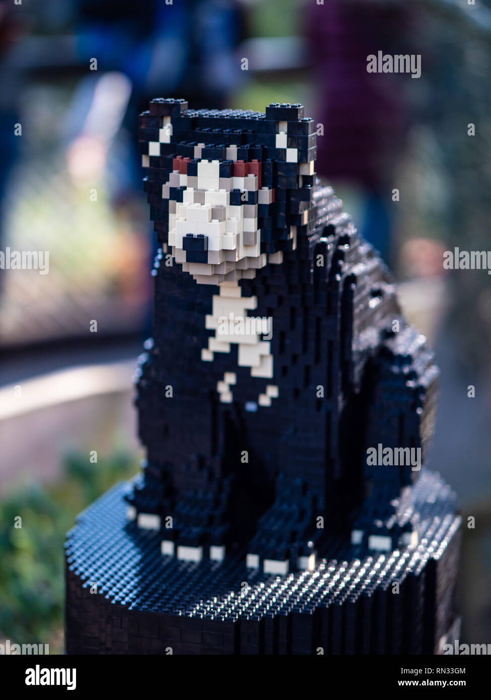 Modèle d'ours andin, une partie de la brique Lego au sentier le Zoo de Chester Banque D'Images