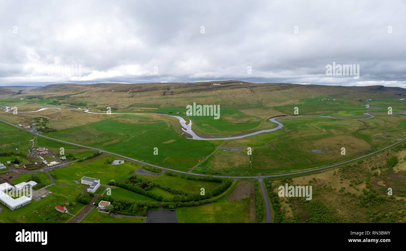 Reykholt, Borgarbyggð, Iceland-June10, 2018 : Reykholt fut la maison de Snorri Sturluson, auteur, poète et plus, il est mort en 1241 Banque D'Images