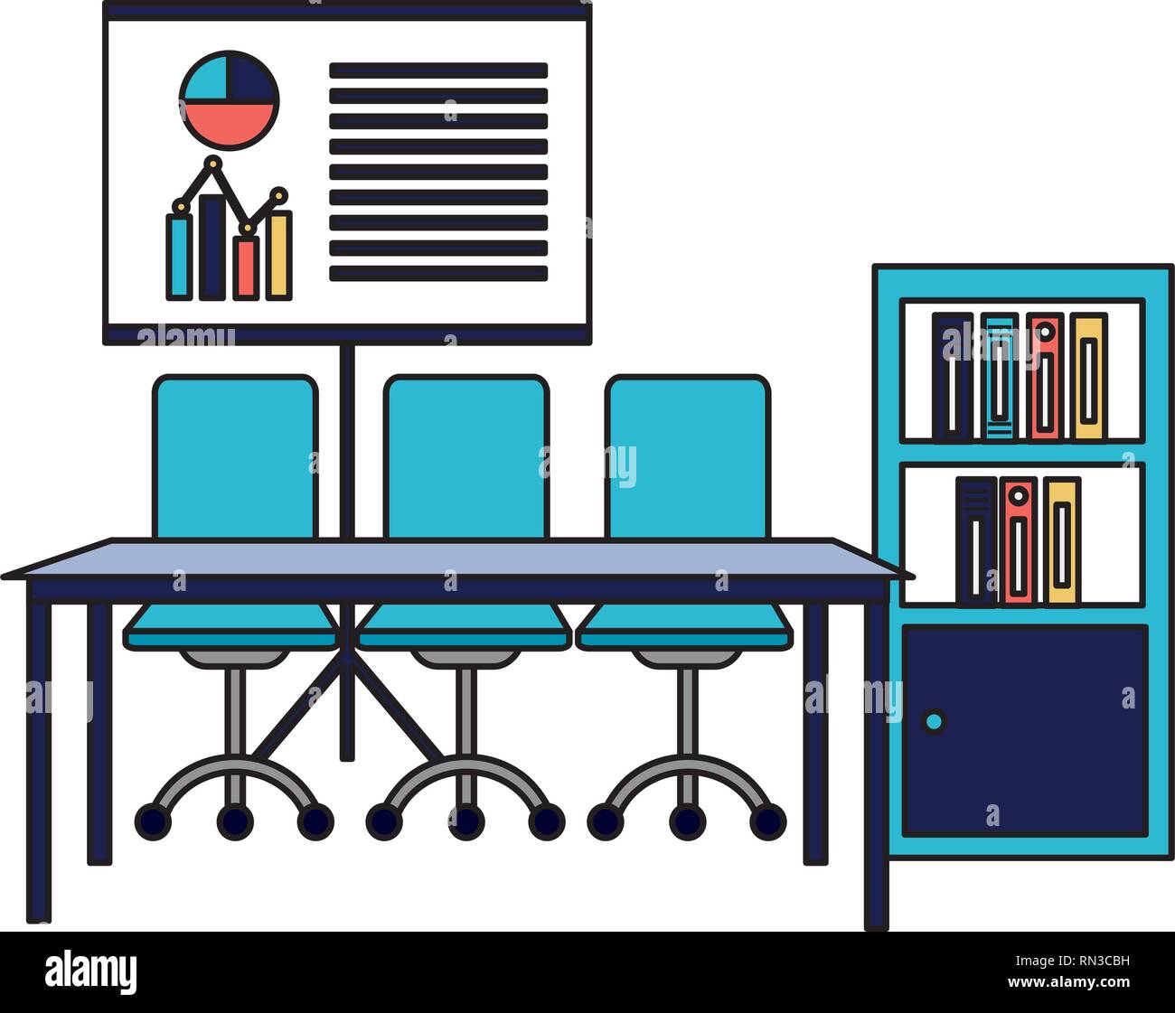 L'intérieur du milieu de travail de bureau Illustration de Vecteur