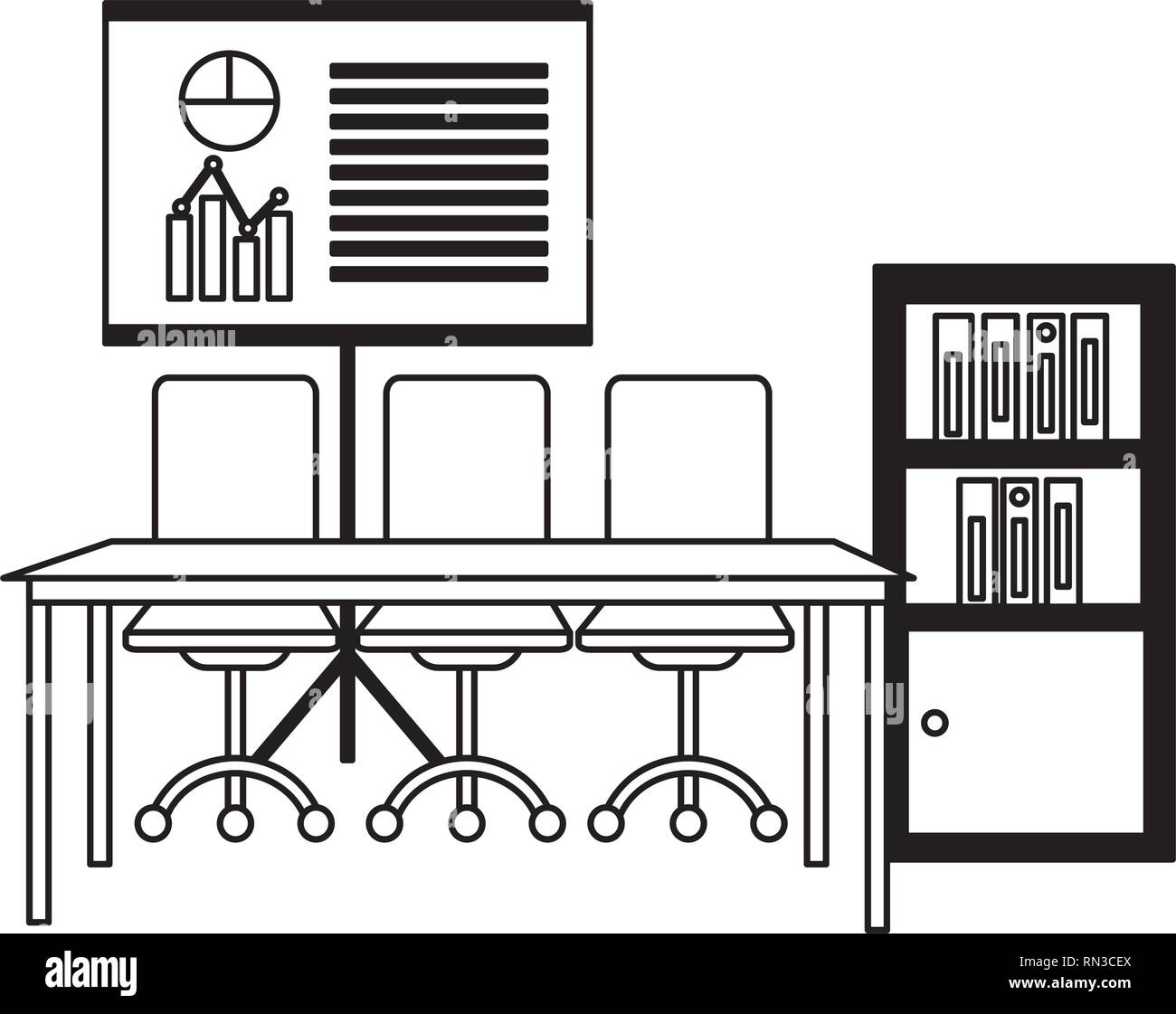 L'intérieur du milieu de travail de bureau Illustration de Vecteur