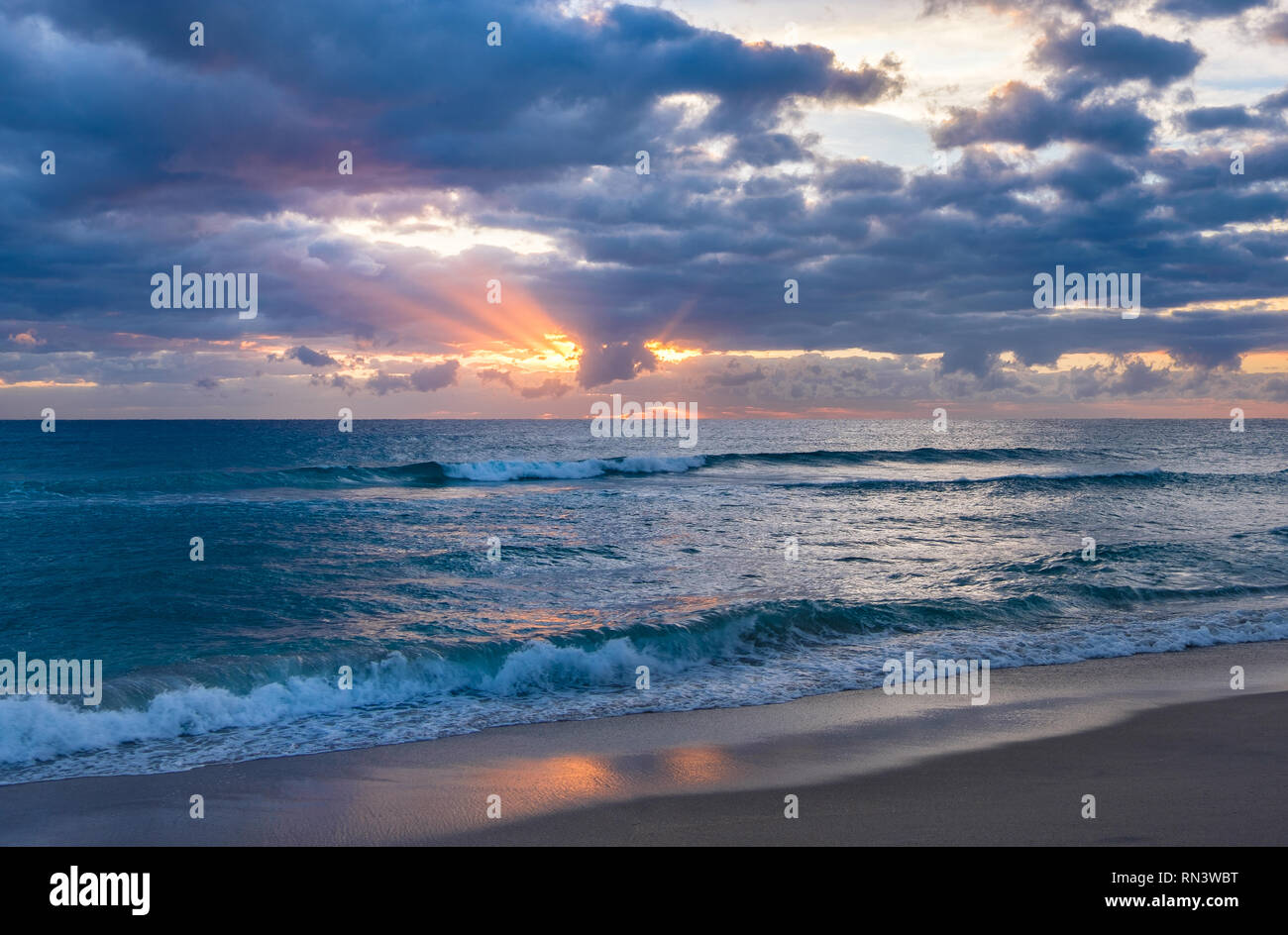 Vagues sur plage à Boca Raton, Floride Banque D'Images