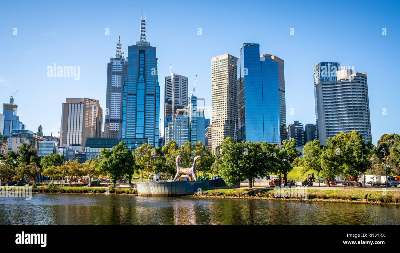 2 janvier 2019, Melbourne, Australie : la rivière Yarra, dans le centre de Melbourne CBD de Melbourne et Victoria, en Australie Banque D'Images