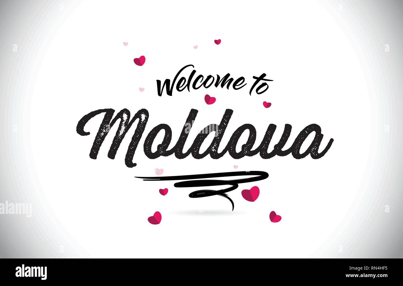 La Moldavie Bienvenue au mot du texte avec des polices manuscrites et