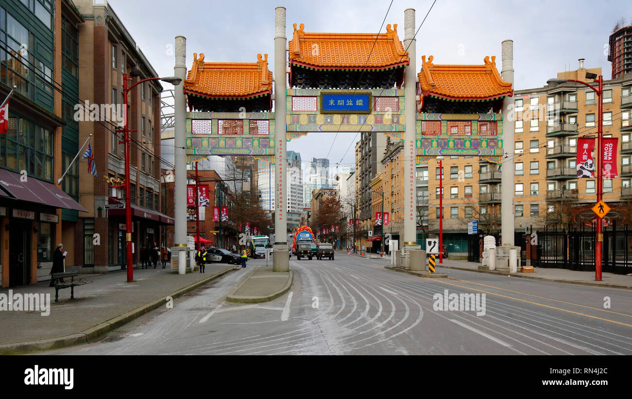 Vancouver Chinatown Millennium Gate, Vancouver, Colombie-Britannique, Canada Banque D'Images