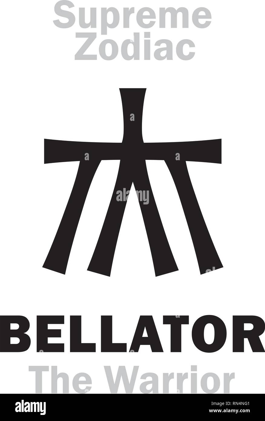 Alphabet d'astrologie : BELLATOR (le guerrier, aussi : le chevalier agenouillé, le Sanglier), constellation Hercules. Signe de zodiaque suprême (cercle extérieur). Illustration de Vecteur