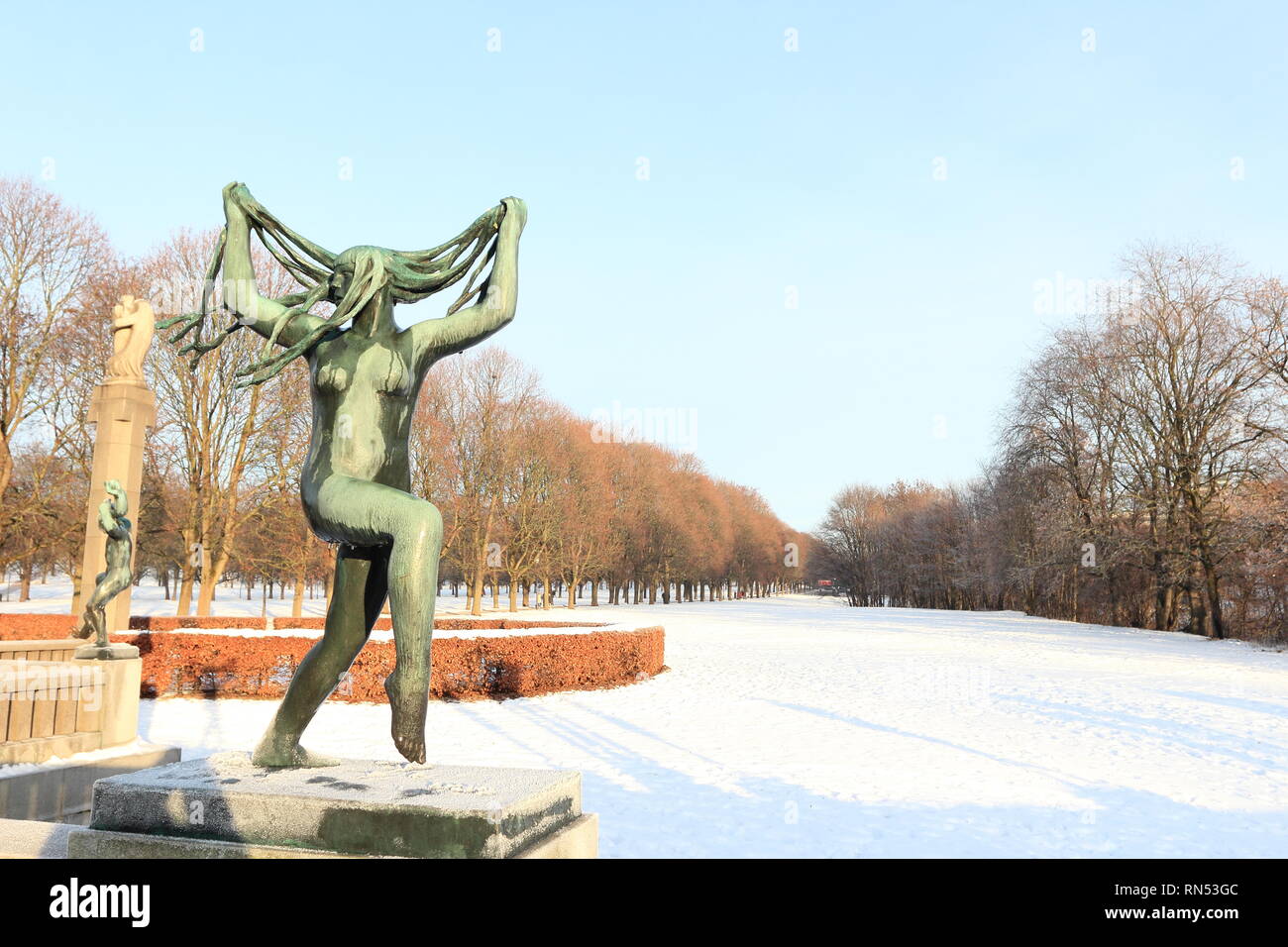Oslo, Norvège - 30 décembre 2018 : Sculpture réalisée par Gustav Vigeland dans le parc Frogner. Banque D'Images