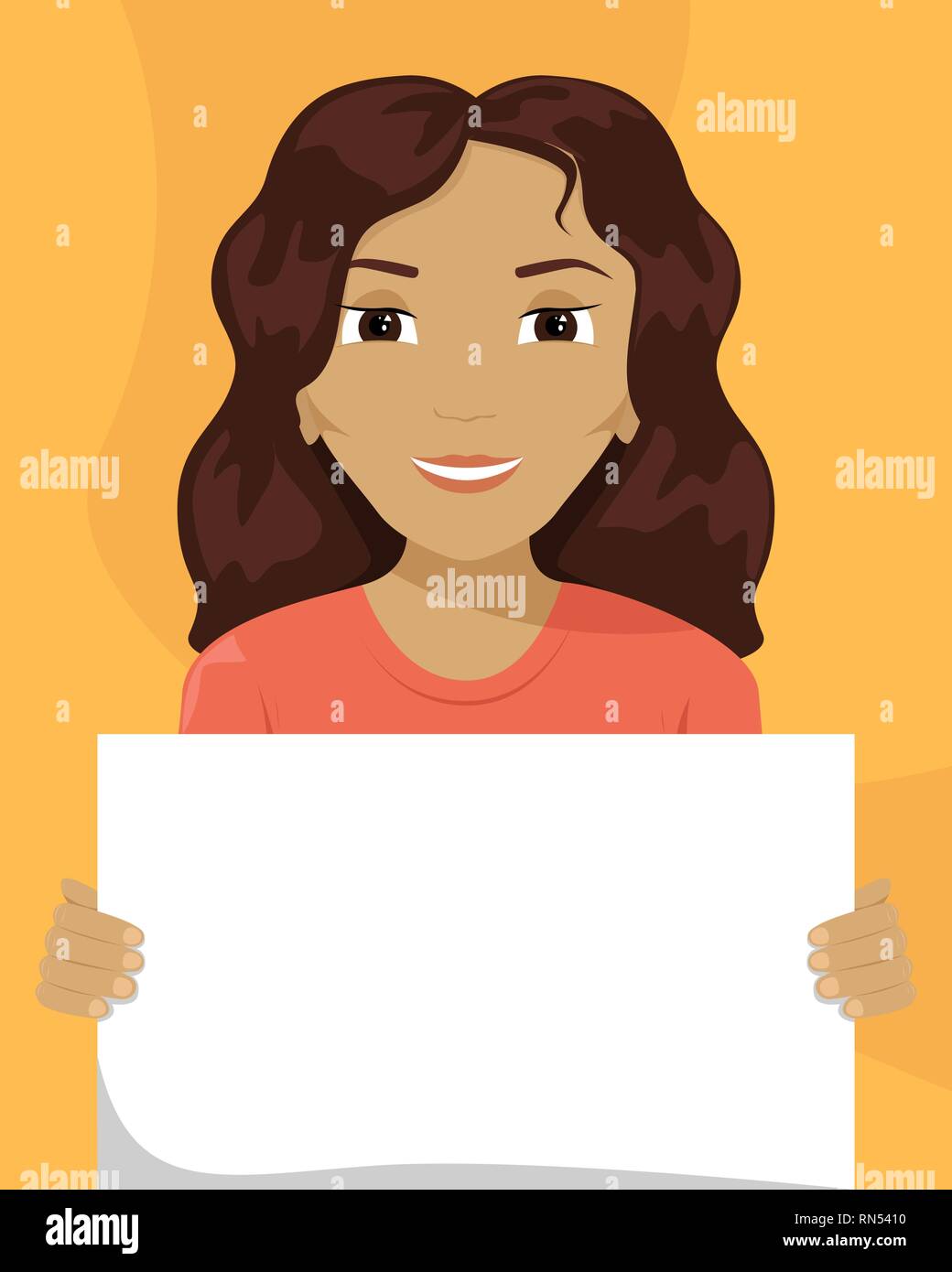 Télévision vecteur illustration d'une femme de race mixte avec une pancarte dans les mains. La diversité raciale. Illustration de Vecteur