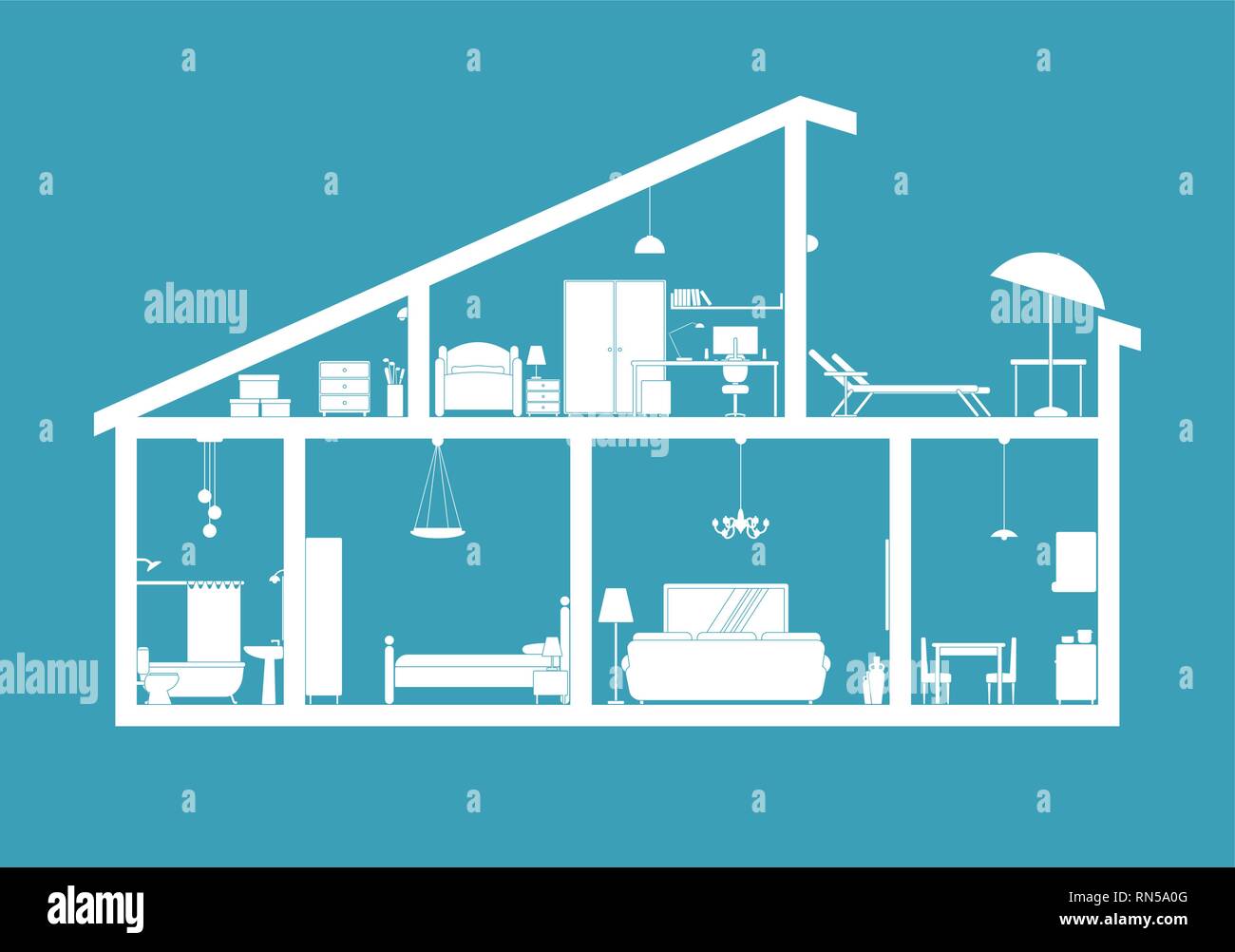 Chambre - Vue en section plan Illustration de Vecteur Chambre - Vue en section plan Illustration de Vecteur