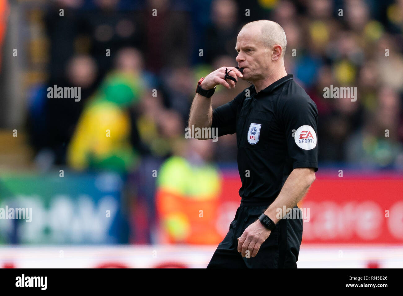 Arbitre Andy Woolmer en action pendant le match 16 février 2019, le stade de l'Université de Bolton, Bolton, Angleterre ; Sky Bet Championship, Bolton Wonderers vs Norwich City ; Credit : Terry Donnelly /News Images images Ligue de football anglais sont soumis à licence DataCo Banque D'Images