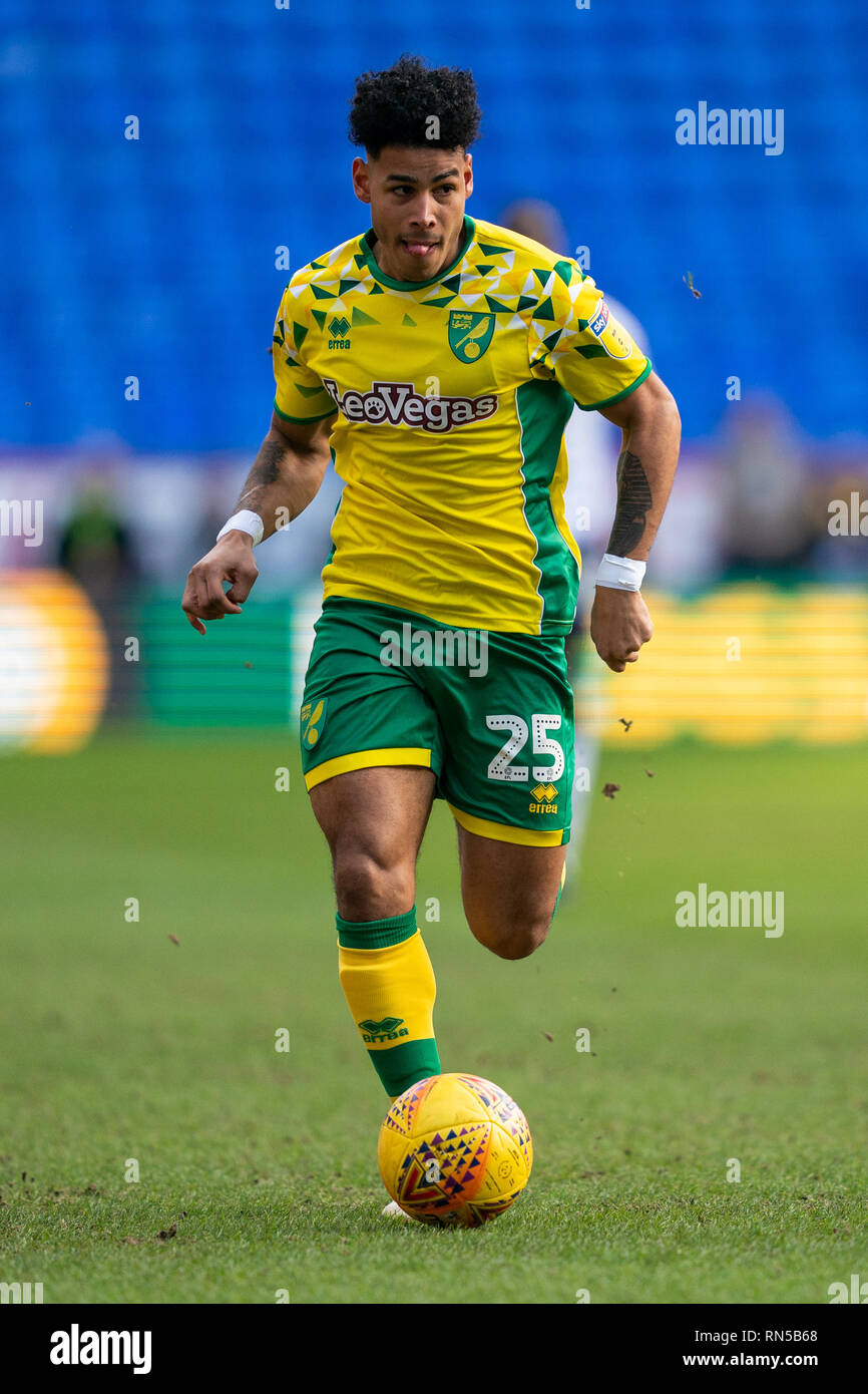 Norwich City Onel Hernández en action pendant le match 16 février 2019, le stade de l'Université de Bolton, Bolton, Angleterre ; Sky Bet Championship, Bolton Wonderers vs Norwich City ; Credit : Terry Donnelly /News Images images Ligue de football anglais sont soumis à licence DataCo Banque D'Images