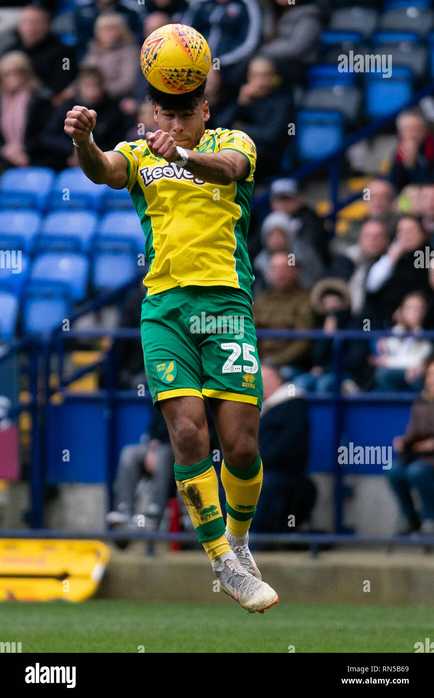 Norwich City Onel Hernández en action pendant le match 16 février 2019, le stade de l'Université de Bolton, Bolton, Angleterre ; Sky Bet Championship, Bolton Wonderers vs Norwich City ; Credit : Terry Donnelly /News Images images Ligue de football anglais sont soumis à licence DataCo Banque D'Images