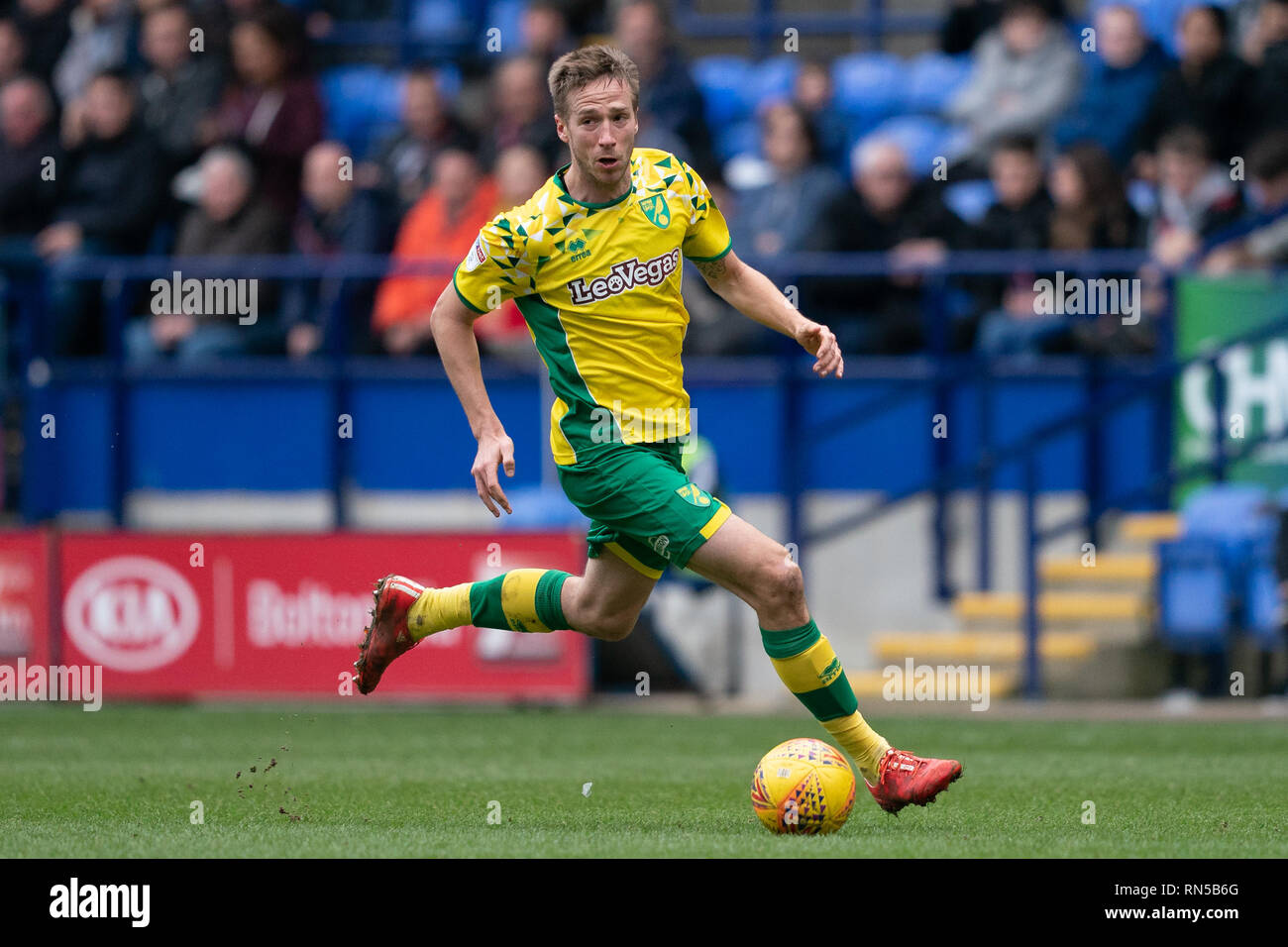 Norwich City Marco Stiepermann en action pendant le match 16 février 2019, le stade de l'Université de Bolton, Bolton, Angleterre ; Sky Bet Championship, Bolton Wonderers vs Norwich City ; Credit : Terry Donnelly /News Images images Ligue de football anglais sont soumis à licence DataCo Banque D'Images