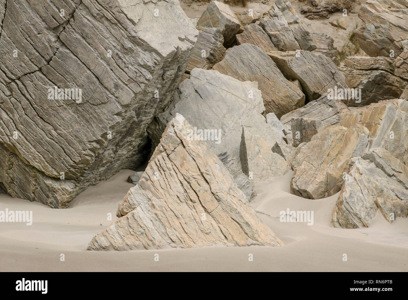 Résumé de roches et de sable lisse sur Magera plage, près de l'hôtel Adara, d'Irlande, Europe Banque D'Images