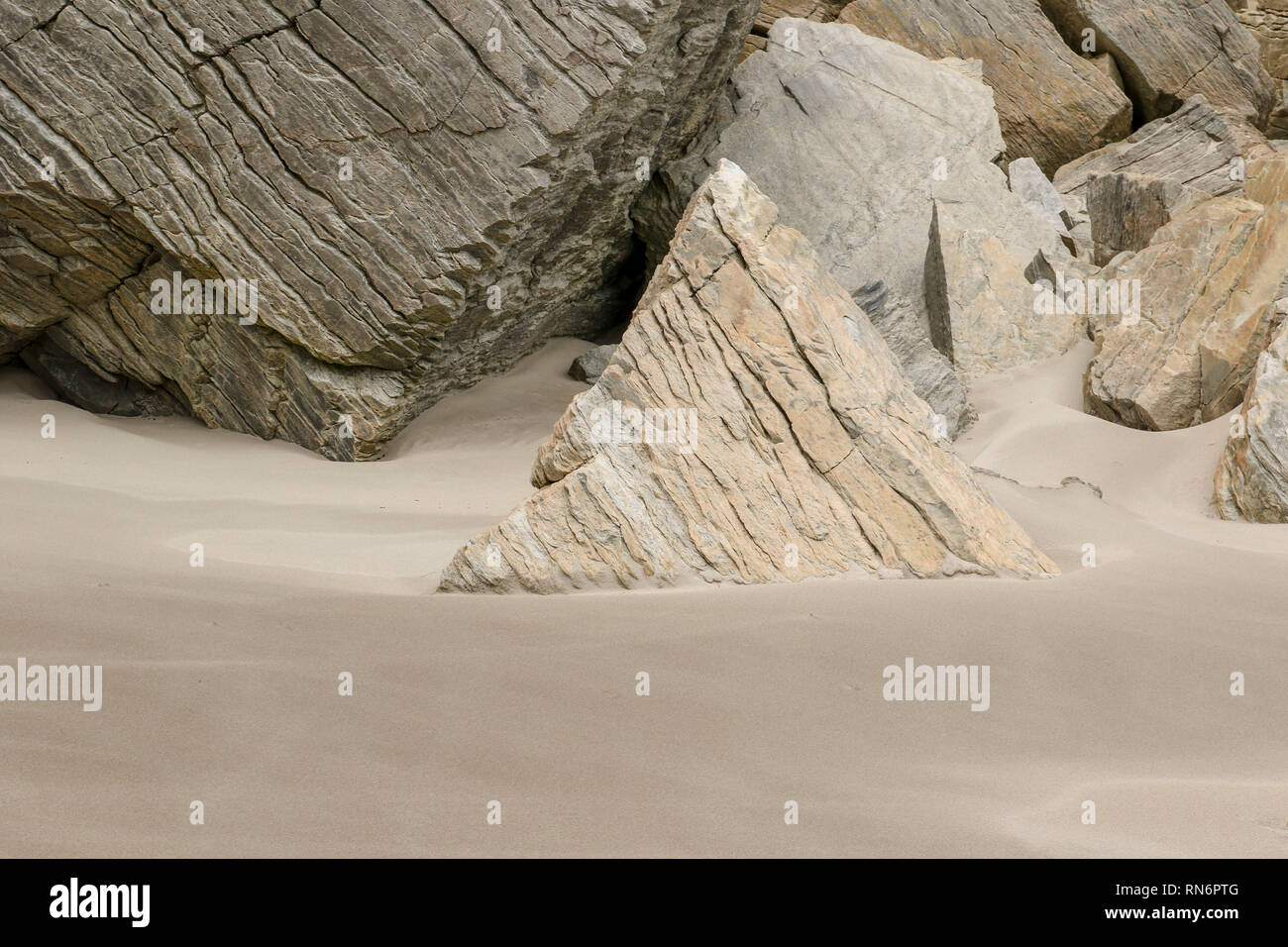 Résumé de roches et de sable lisse sur Magera plage, près de l'hôtel Adara, d'Irlande, Europe Banque D'Images
