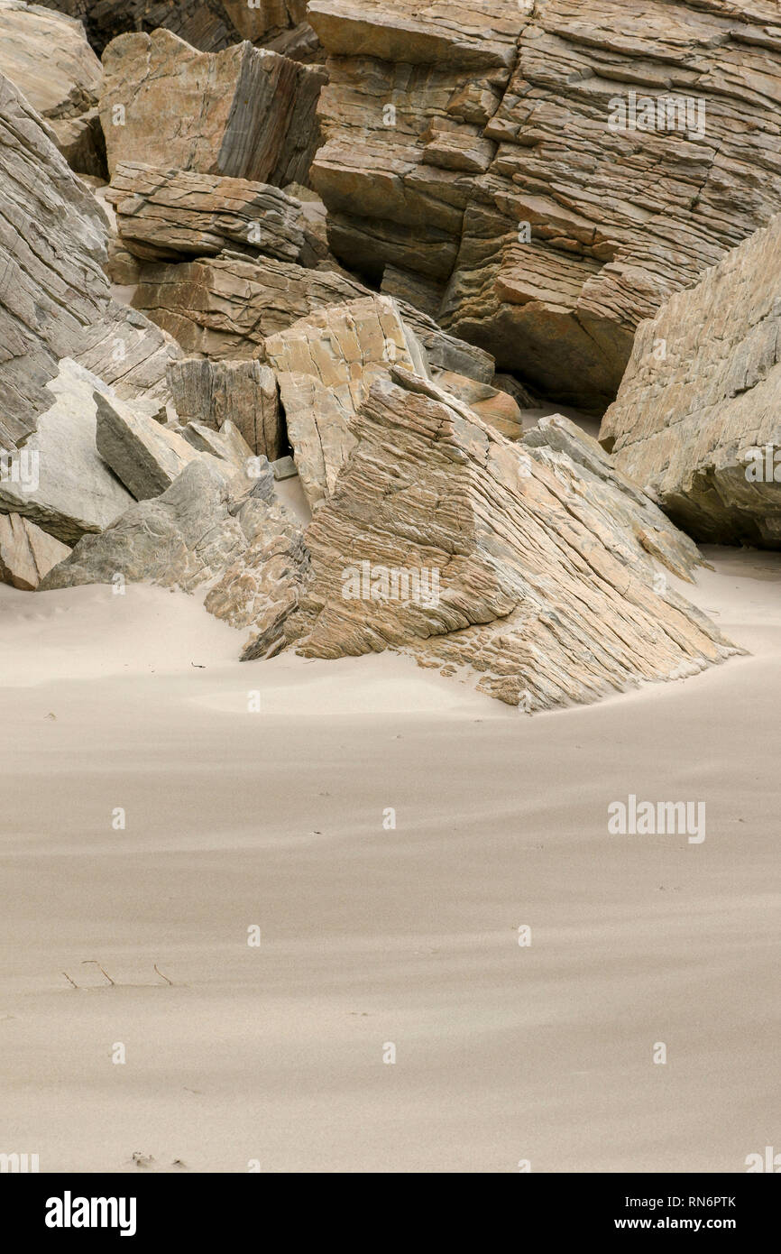 Résumé de roches et de sable lisse sur Magera plage, près de l'hôtel Adara, d'Irlande, Europe Banque D'Images