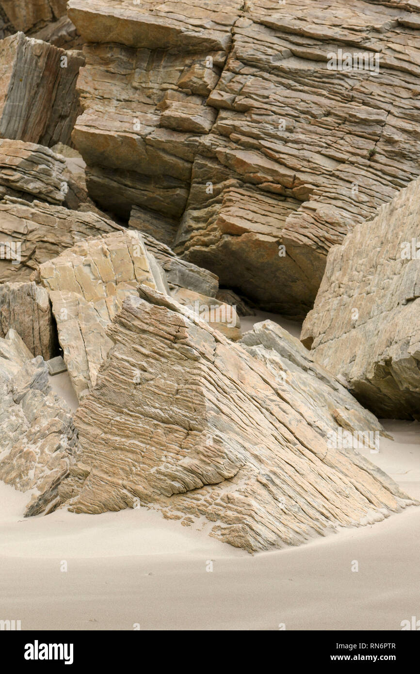 Résumé de roches et de sable lisse sur Magera plage, près de l'hôtel Adara, d'Irlande, Europe Banque D'Images