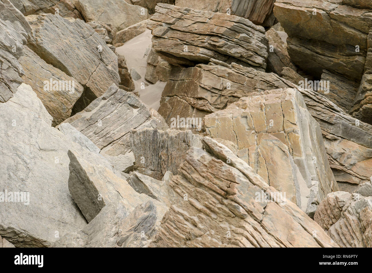 Résumé de roches et de sable lisse sur Magera plage, près de l'hôtel Adara, d'Irlande, Europe Banque D'Images