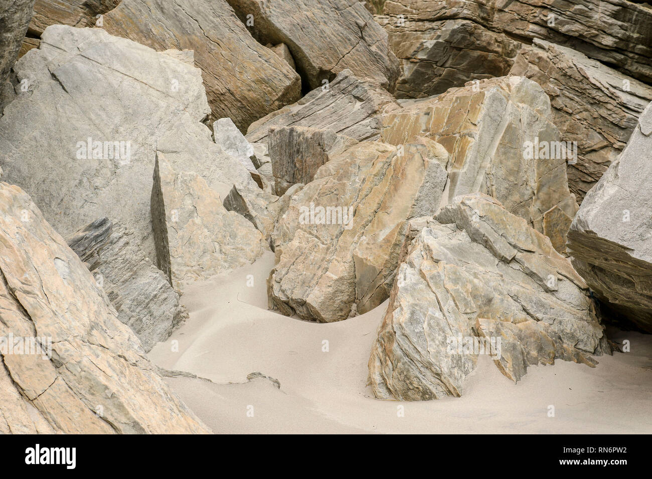 Résumé de roches et de sable lisse sur Magera plage, près de l'hôtel Adara, d'Irlande, Europe Banque D'Images