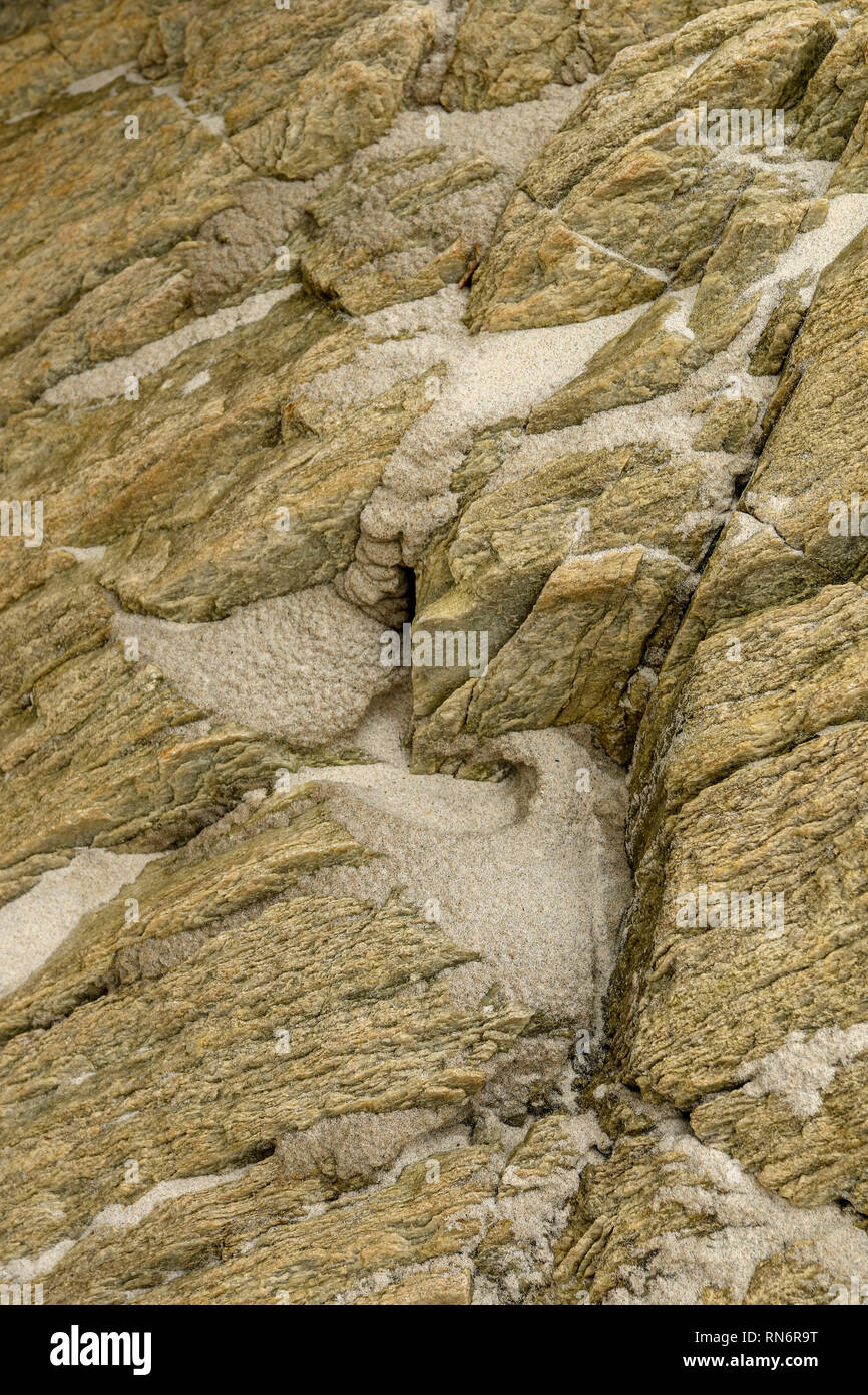 Résumé de roches et de sable lisse sur Magera plage, près de l'hôtel Adara, d'Irlande, Europe Banque D'Images