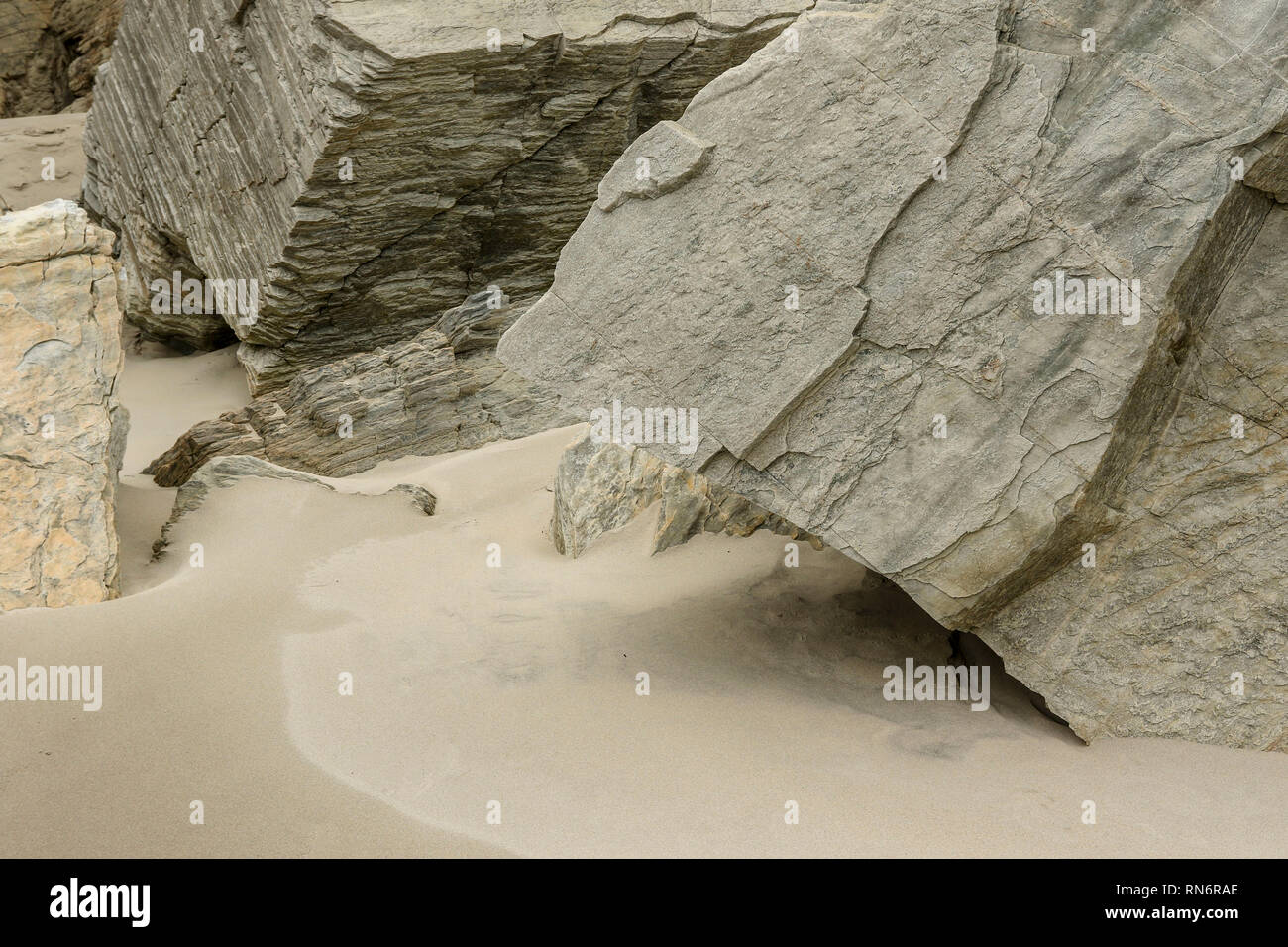 Résumé de roches et de sable lisse sur Magera plage, près de l'hôtel Adara, d'Irlande, Europe Banque D'Images