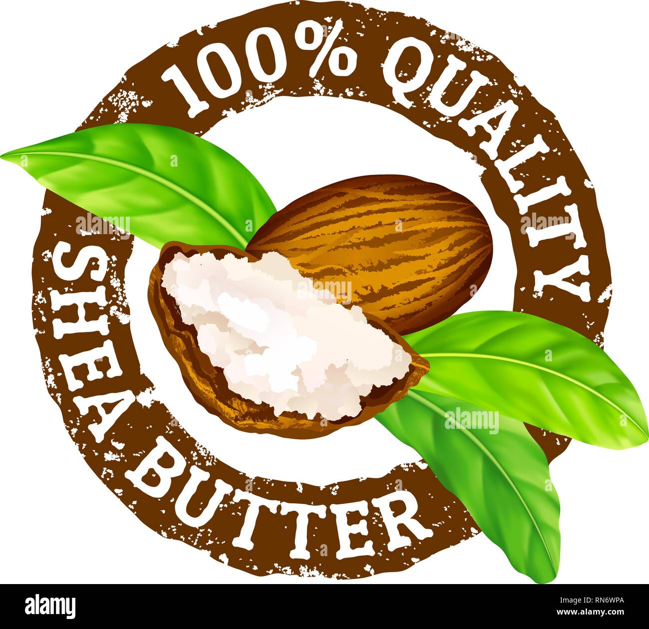 Vector grunge rubber stamp 100 beurre de karité de qualité sur fond blanc. Illustration de Vecteur