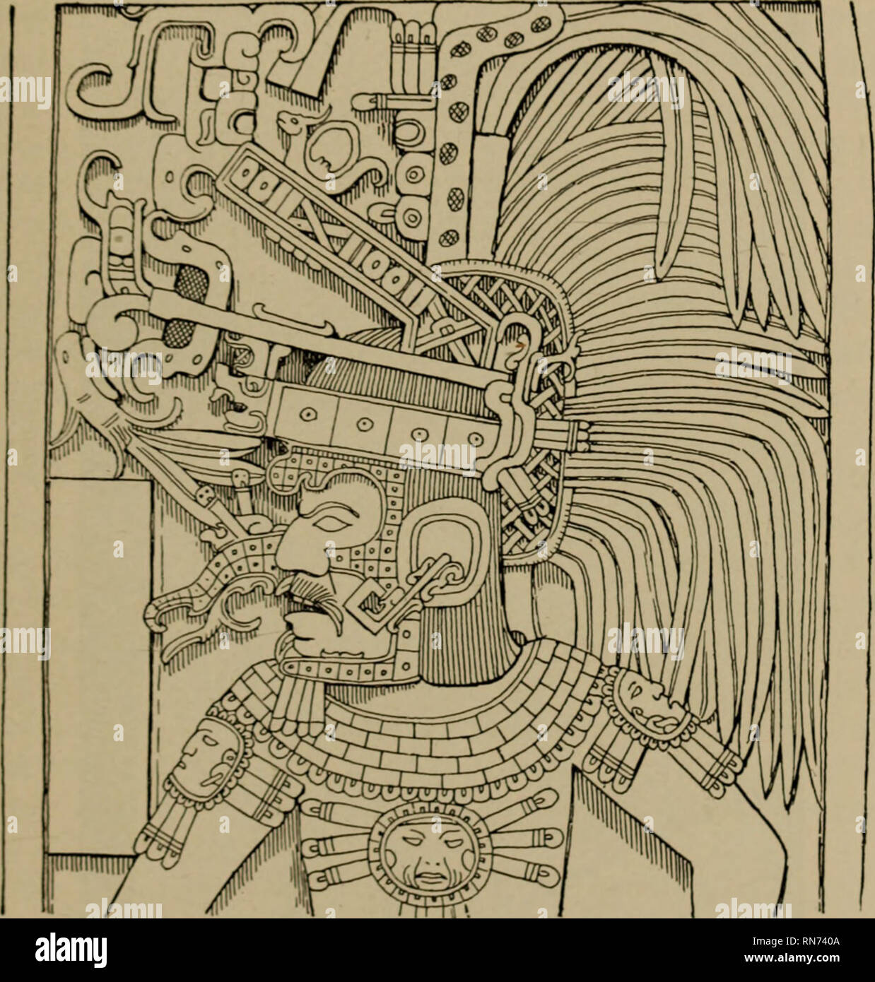 . Anciennes Civilisations du Mexique et Amérique centrale. Les Indiens du Mexique ; les Indiens de l'Amérique centrale. La civilisation maya 95 il nous est difficile d'approcher la beauté sympathiquement thai est couvert avec une re- ligion incompréhensible. Quand nous pouvons nous résoudre à sentir le serpent symbolique des artistes mayas que nous nous sentons,.  . 31. Sculpture sur partie supérieure de la stèle 11, Seibal. L'homme - .-dans, un masque en marqueterie, coiffure ;ui&lt;l un collier de jade et shell. Par exemple, l'halo classiques thai couronne la tête idéale du Christ, nous soyons en mesure de recon- naître les vraiment emotiona Banque D'Images