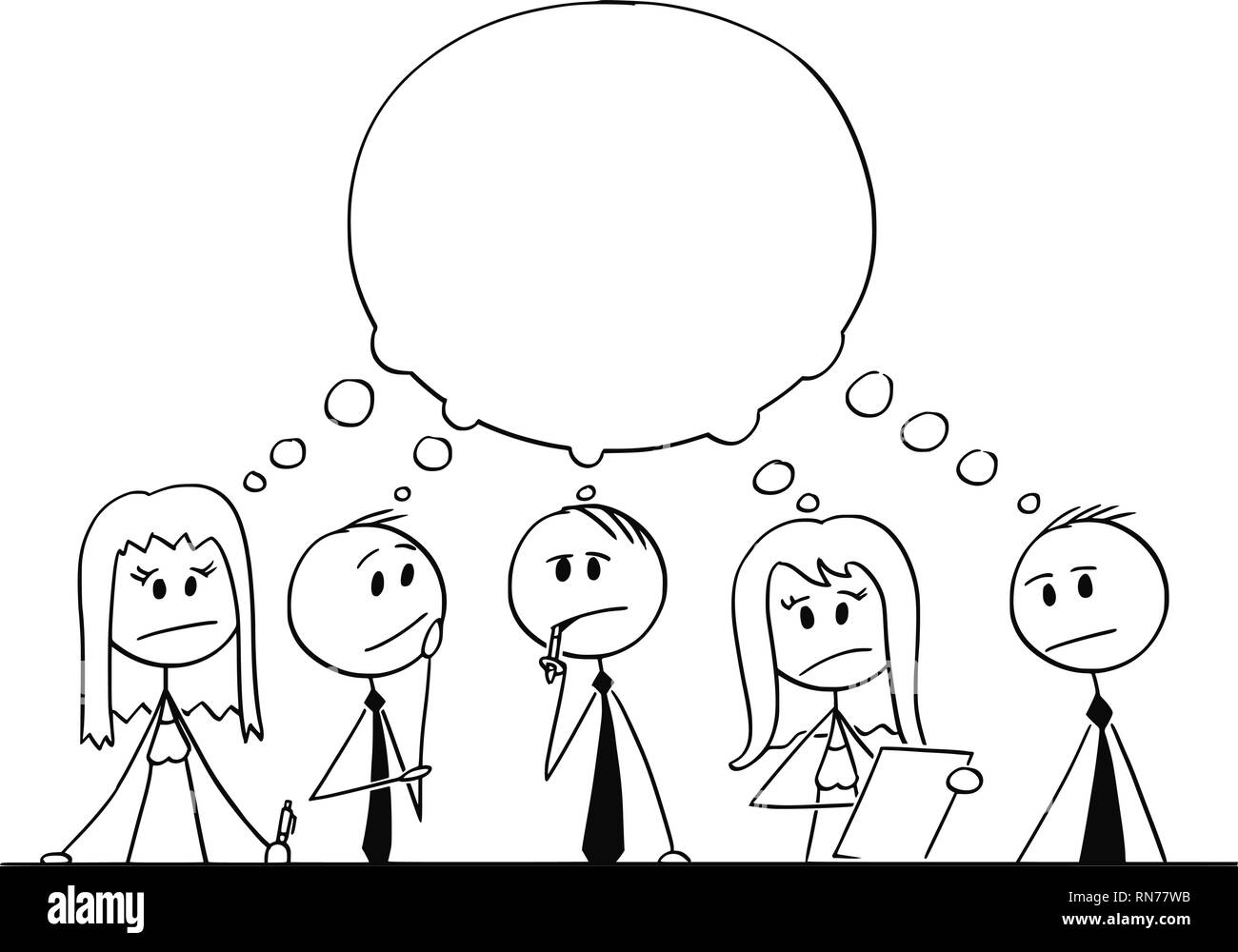Caricature de l'équipe d'hommes d'affaires pendant les séances de remue-méninges Illustration de Vecteur